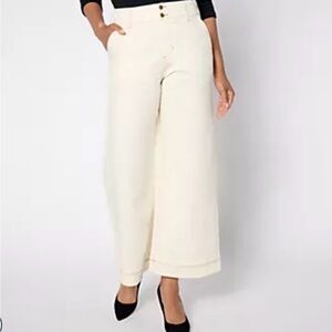 Studio Park x Ali Carr Petite Twill Wide-Leg High-Waist Pant Size 6P